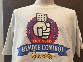 Vintage 90&#39;s Licensed Remote Control Operator Grey T-shirt size XL - $24.74