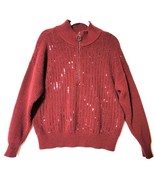 Nine West Womens Sweater Pullover Size L Heavy Knit Winter Warm Burgundy... - $17.46