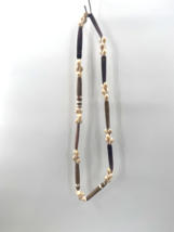 Cowrie shell and Bone bead vintage retro beaded necklace surfer 90&#39;s - £12.65 GBP