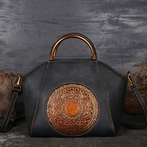 Chinese Style Genuine Leather Women Handbags Handmade Female Shoulder Ba... - $142.01