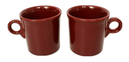 Fiesta Ware Coffee Mugs Pair Claret Homer Laughlin USA Claret O Handle Dk Red - £14.59 GBP