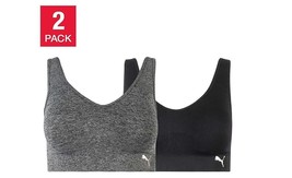 Puma Women&#39;s Seamless Sports Bra - 2 Pack Black/Grey - £15.56 GBP