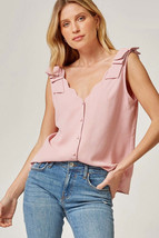 Andree by Unit Full Size Run Button Down Scalloped Edge Tank - £35.17 GBP