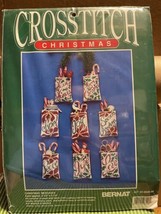 Bernat Cross Stitch Kit Christmas Messages 8 Goodie Bag Ornaments 2 1/2 ... - £7.58 GBP