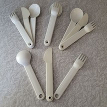 Tupperware On-the-Go Cutlery 4 Sets Knife Spoon Fork Utensils White Cream - £23.49 GBP