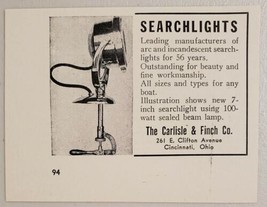 1950 Print Ad Carlisle &amp; Finch Marine Searchlights Boats Cincinnati,Ohio - £7.42 GBP