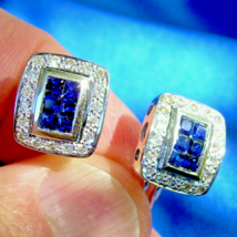 Earth mined Diamond Sapphire Invisible set Deco Earrings Vintage Style 1... - $77,015.34 MXN Earth mined Diamond Sapphire Invisible set Deco Earrings Vintage Style 1... - $77,015.34 MXN