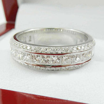 1.50 Ct Princess Round Cut Diamond Wedding Band Ring 14k White Gold Over - £78.65 GBP