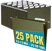 Hanging File Folders Letter Size, File Cabinet Folders, Reinforced, 1/5 ... - $18.17