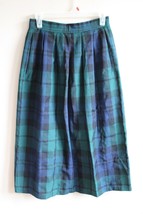 Vtg Pendleton 10 Black Watch Tartan Plaid Wool Pleat Midi Skirt Blue Green USA - £29.07 GBP