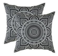 TreeWool (Pack of 2) Decorative Throw Pillow Covers Mandala Accent in 100% Cotto - £18.34 GBP