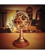 Armillary sphere Globe Antique Nautical Office Décor Table Wooden Base A... - £47.31 GBP