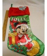 New Disney Mickey Mouse 18&quot; Christmas hanging Stocking faux fur silky sa... - $7.56