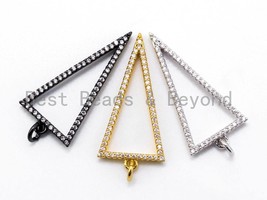 CZ Micro Pave Hollow Triangle Pendant, Cubic Zirconia Pendant Charm, - £3.95 GBP