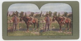 c1900&#39;s Colorized Stereoview  Unlucky Antelope.  Hunter With Antelope over Horse - £7.46 GBP