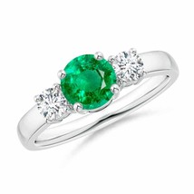 ANGARA Classic Emerald and Diamond Three Stone Engagement Ring - £2,243.30 GBP