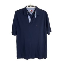 Tommy Hilfiger Mens Shirt Adult Size XXL Polo Blue Short Sleeve Dress Shirt - $23.31