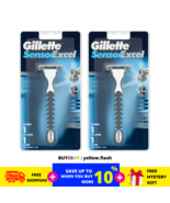 2 X Gillette Sensor Rasoio Excel 1 Impugnatura + 1 Cartuccia Lame Doppia... - $445.71 MXN
