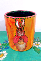 Handmade Hand Painted  Ceramic  &quot;Rabbits&quot; Pen / Brush Holder - £23.79 GBP