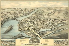 Birmingham, Connecticut - 1876 -  Aerial Birds Eye View Map Poster - £7.50 GBP+