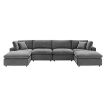 Velvet Sectional Sofa Stain-Resistant Down Filled Overstuffed 6-Piece Solid Wood - £2,280.37 GBP