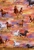 Cotton Wild Horses Equestrian Southwestern Fabric Print by the Yard D466.54 - £11.95 GBP