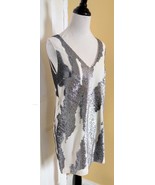 ROBERT RODRIGUEZ Cream/Silver Sequined V-Neck Silk Clubwear Mini Dress (... - $53.47 CAD