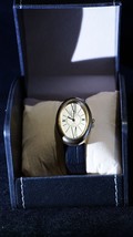 Bijoux Terner Ladies Luxury Gold Tone Oval Shaped Watch Black Strap - Gi... - $18.62