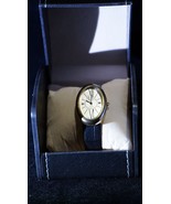 Bijoux Terner Ladies Luxury Gold Tone Oval Shaped Watch Black Strap - Gi... - £14.64 GBP