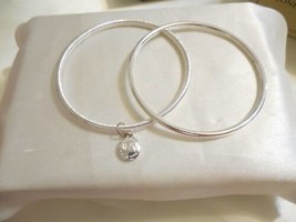 Jones New York 7&quot; Silver Tone Bangle Bracelet Set C115 $25 - £12.58 GBP