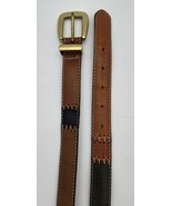 Fossil Patchwork Leather Belt Women Multicolor Brass Buckle Size Large 3... - $285.00 MXN
