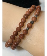 Sterling Silver Goldstone Beads Double Strand Bracelet 7.5” - $1,209.22 MXN