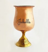 Steel Copper Goblet Glass with Brass Botom, Serving Drinking Water, Volume 300 M - £21.75 GBP