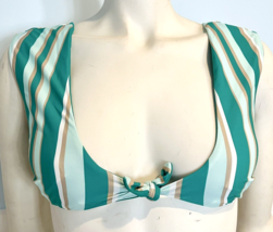 Raisins Green, White, Tan Striped Bikini Top Size S - £8.99 GBP