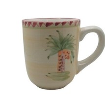 Gibson Designs OASIS PALM Cup 8 oz Palm Tree Ceramic Coffee Tea Red Trim - £8.68 GBP