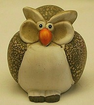 Whimsical Folk Art Speckled Owl Country Farm Animal Figurine Shelf Decor - £19.54 GBP
