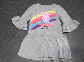 PEPPA PIG &quot;Rainbow&quot; Short Grey Dress 3 Quarter Ruffles Sleeve NICE Size 5T - £11.98 GBP