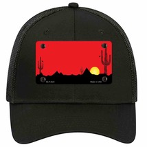 Southwest Cactus Sunrise Red Novelty Black Mesh License Plate Hat - £23.11 GBP