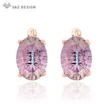 S&Z DESIGN New Arrivals Colorful Oval Crystal Dangle Earrings For Women Wedding  - £15.56 GBP