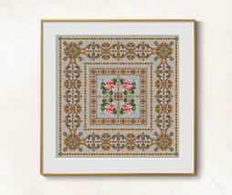 Wild Roses ornament Cross Stitch biscornu pattern pdf - Ornament Embroid... - £8.70 GBP