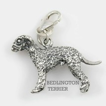 Bedlington Dog Charm 3 Dimensional Solid Sterling Silver - $47.52