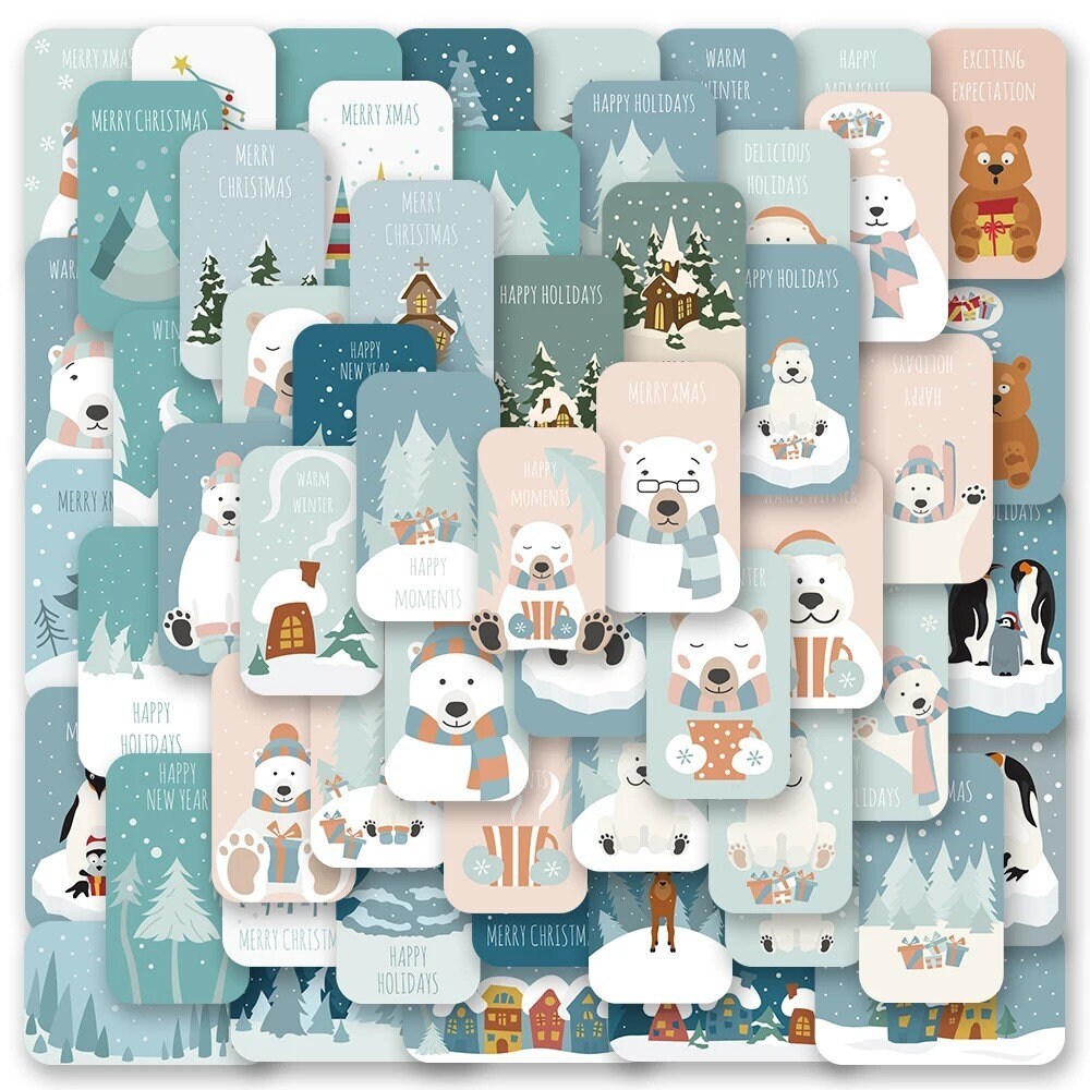 Primary image for 57 Pcs Polar Bear Winter Cartoon Cute Handmade Sticker Set for Scrapbooking, Dec