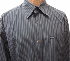 Faconnable L Blue Striped Long-Sleeve Cotton Shirt Made in Turkey - £15.76 GBP
