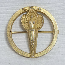 Vintage BETA SIGMA PHI Sorority Fraternity Gold Toned Torch Bearer Pin - £14.35 GBP