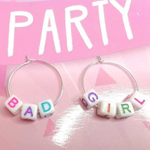 BAD GIRL Earrings, Novelty Fun Party Jewelry, Hoop Style - $10.79