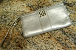 Genuine Coach Holiday Poppy Silver Gold Lmtd Leather Wristlet Guc Sm Retired - £35.61 GBP