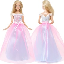 Shiny Wedding Gown For Barbie Doll Party Clothes Kids Toys Handmade Doll... - £7.00 GBP+