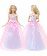 Shiny Wedding Gown For Barbie Doll Party Clothes Kids Toys Handmade Doll... - £7.13 GBP+
