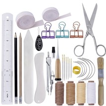 Hand Bookbinding Tool Kit Sewing Waxed Thread Measuring Ruler Needles Fo... - $30.69