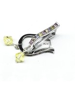 925 Sterling Silver Hoops With Yellow Swarovski and Glass Crystal - €29,54 EUR